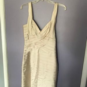BCBG MAXAZRIA champagne bandage dress